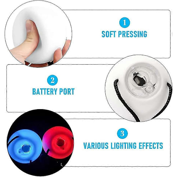 Led Poi-bollar, Set med 2 Led Poi-jongleringsbollar med Regnbågsfärger och Strobe-effekt, Led Glow Poi-set för Nybörjare och Proffs [DB]