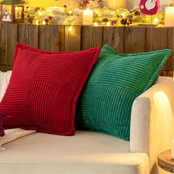 Kordflöjel kuddfodral med skarvning mjuk soffa kuddfodral bredsidig randig dekorativ texturerad
