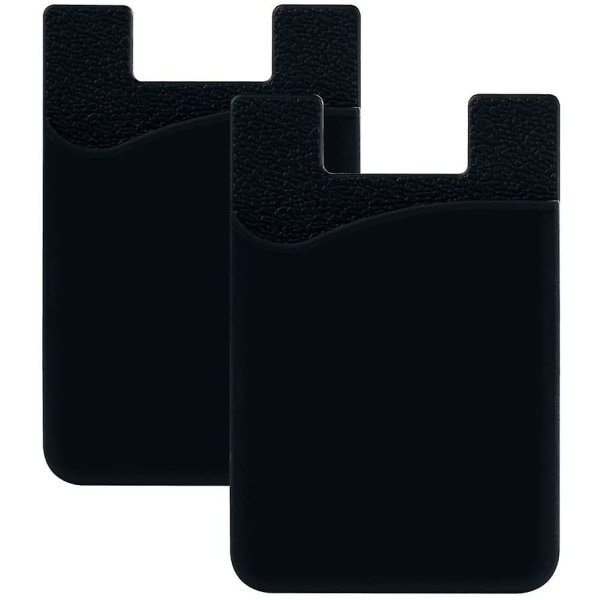 2 stk Smartphone kortholder, Mobiltelefon Silikone Kortholder Universal Stick-on Card Case Smart Wallet (sort)