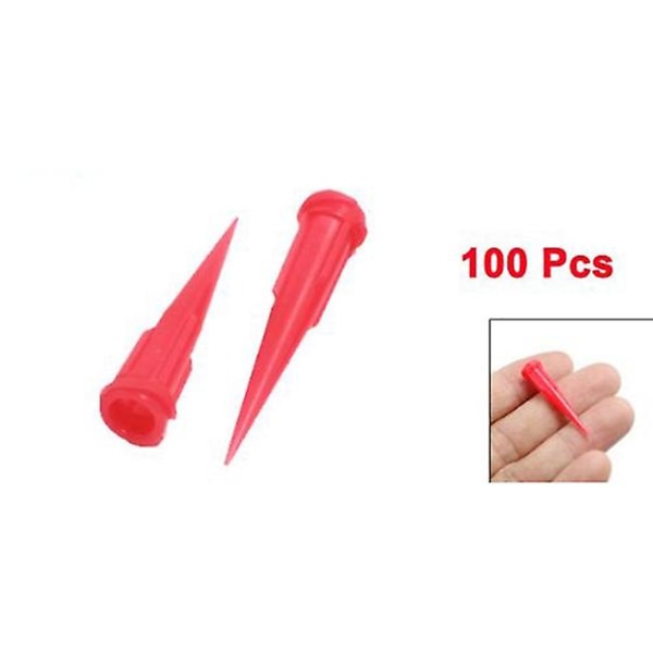 Plastkonisk nålehoved limdispensernål, 25 gauge, 0,26 mm åbningsstørrelse, rød (pakke med 100)