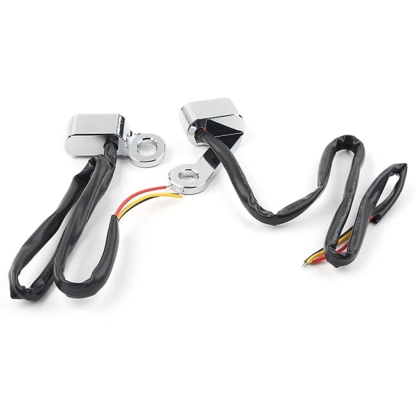 2 stk. Motorcykel Mini LED Blinklys Styr Blinker Indikator Lampe Kompatibel Harley Touring 2009-2017 & Softail 2015-2021 db Black black shell