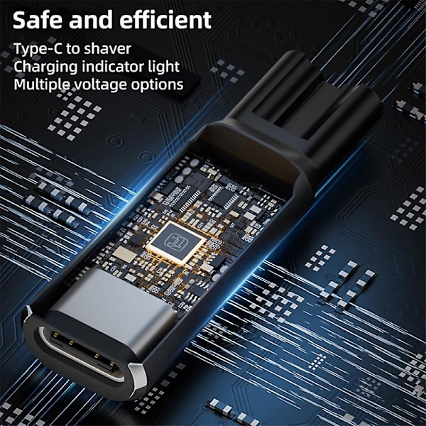 Laddare Adapter för Philips Rakapparat och Hårtrimmer Typ-C till 4.3V - Aluminiumlegering - Grå [DB] Black Style A