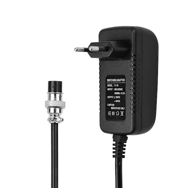 Blandingskonsol Mixer Strømforsyning AC Adapter 15V 230mA Universal 4-polet Rund Stik til 16 Kanaler [DB] Black EU Plug