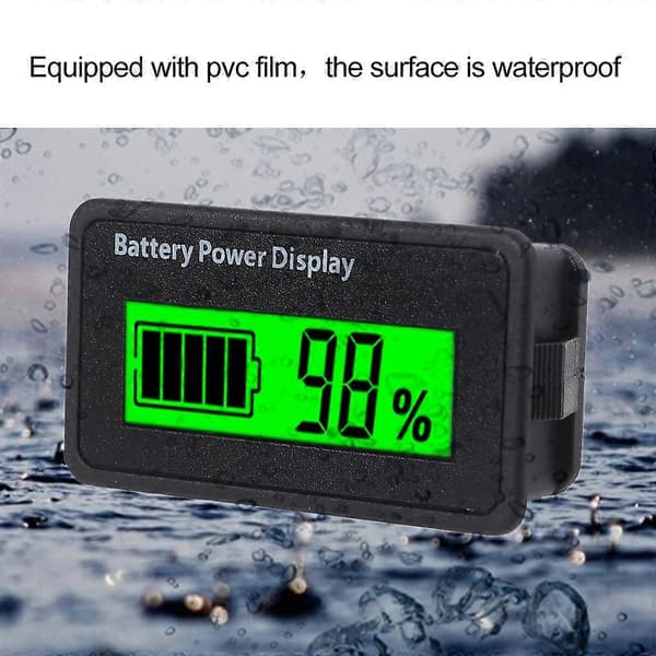 12V 24V 48V Batterikapacitetsmonitor Universal LCD Batterivoltmeter Display db Blue