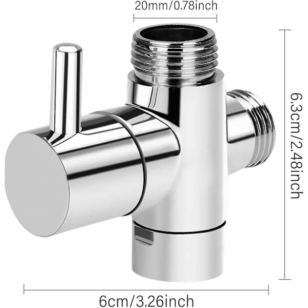 3-veis bryterventilkranadapter G1/2 tommer - Dusj T-adapter, Messing Diverter for Kran for Hånddusj [Db]