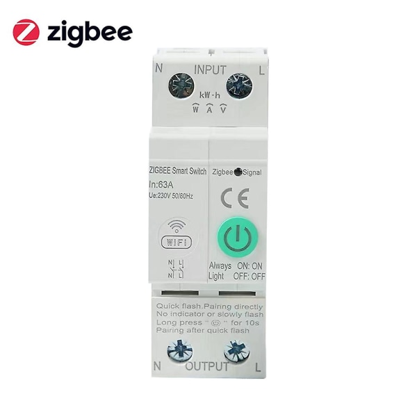 Zigbee intelligent kretsbrytare trådlös mobiltelefonapp fjärrkontroll hemautomation utrustning med röststyrningsfunktion  [dB} MultiColor 2P 63A