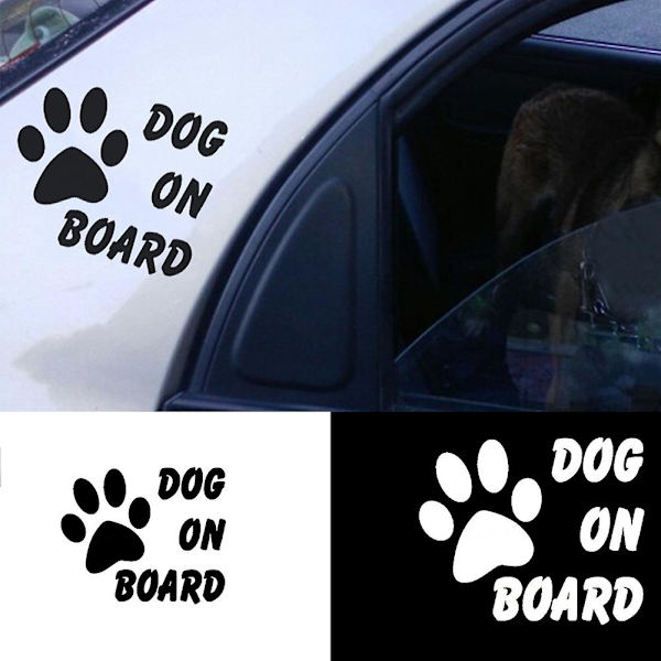 Advarselsskilt Bilsticker Hund Om Bord Pote Søt Dekal Refleks Dekorasjon {Db) White