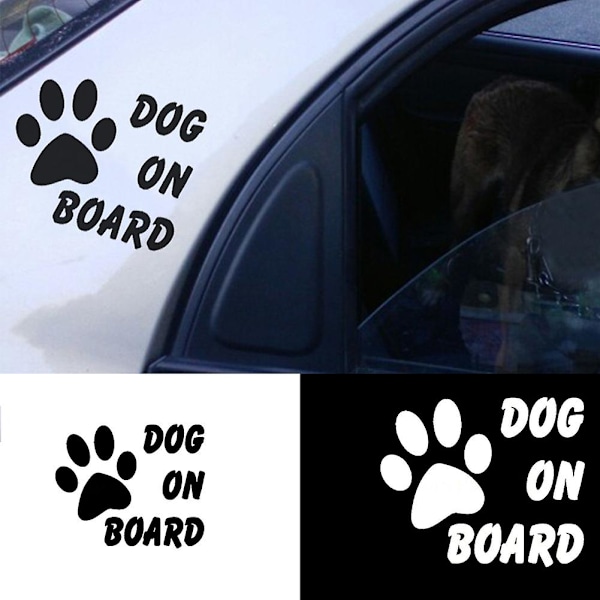 Varningsskyltar Bilsticker Hund Ombord Tass Söt Dekal Reflekterande Dekoration White