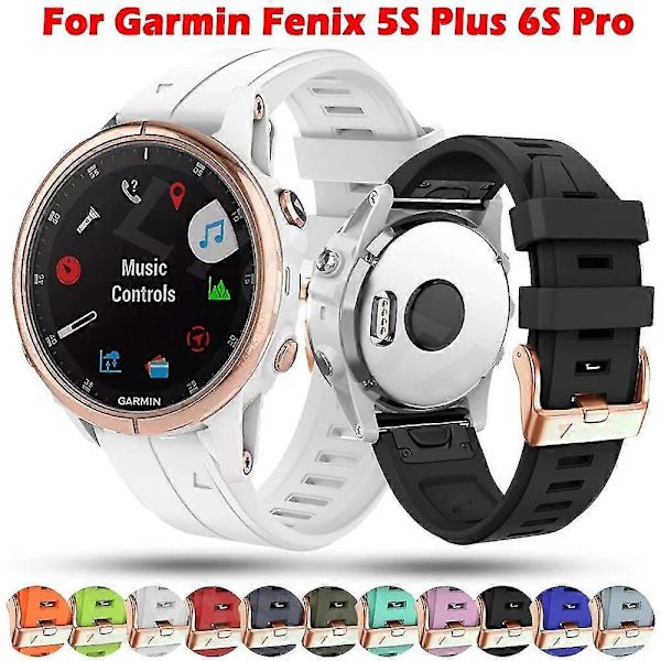 Ersättningsarmband för Garmin Fenix 5s Plus 6s Pro, Silikon 20mm Smartwatch Armband fi {DB} Navy blue