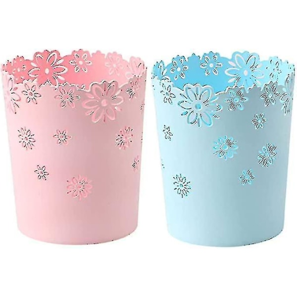 Plast Avfallskorg ihålig Blom Avfallskorg Rund Lockless Sopbehållare Bin Rosa Bins  [dB} blue