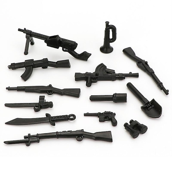 Diy våben dele soldat Playmobil model bygning blok mursten barn legetøj db Black F