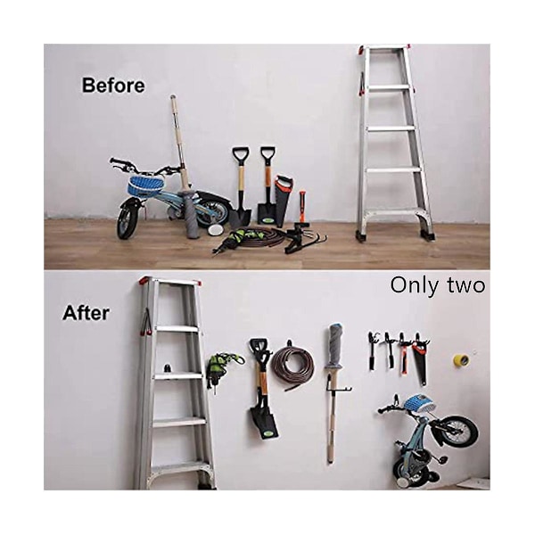 2-pack garagekrokar Dubbla krokar Väggkrokar För väggmontering Tunga förvaringsverktyg Stege Ut Db As Shown