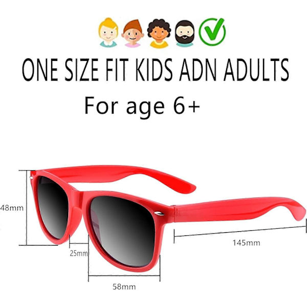 12-pack Solglasögon i Neonfärger, Festfavoriter, Godispåsefyllnad, Bulk för Födelsedagsfest, Strandfest, Poolparty, 12 Färger{ DB} Red