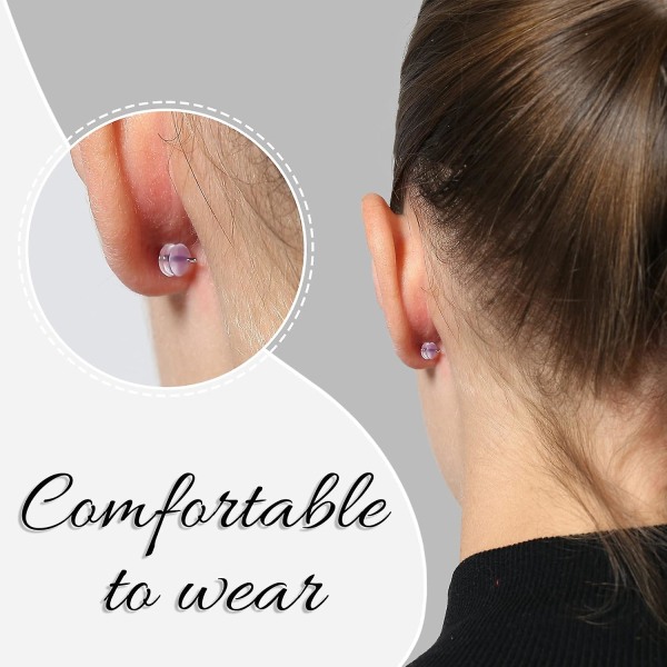 Silikone øreringe til nitter - 6 stilarter klare hypoallergene gummi øreringe Sikkerhedsrygprop udskiftningssæt (550 stk)