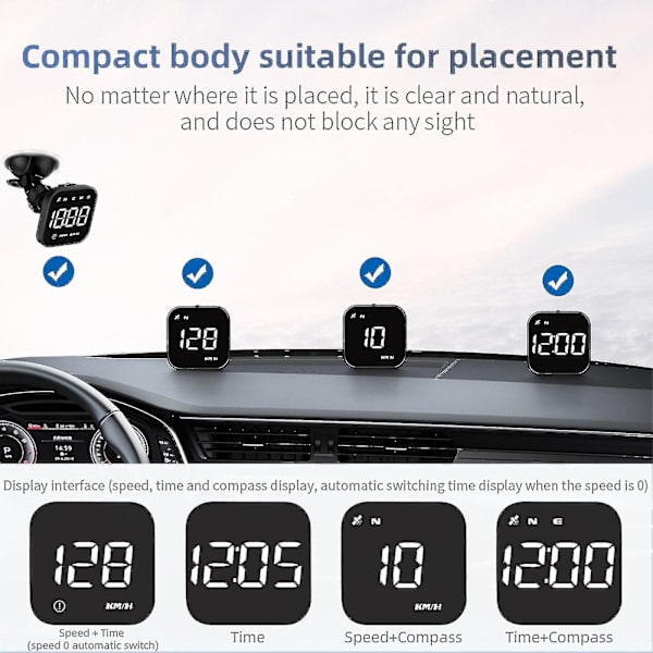 Gps-hastighetsmätare Utöka Digital Display Fordon Odometer Trippmätar Kurs Överhastighetslarm [db]