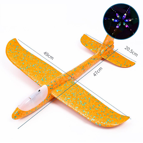 48cm stort skumflyvemaskine håndkastet flyvemaskine inerti udendørs lancering børnelegetøj db Orange Body Light