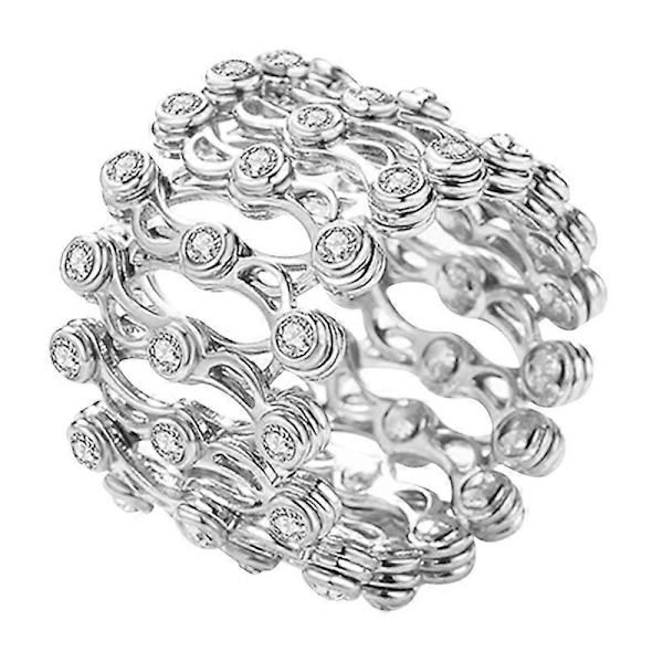 S925 Silver Ringarmband 2-i-1 Transformerbart Ringarmband Teleskopiskt Ring för Kvinnor DB Silver with diamond
