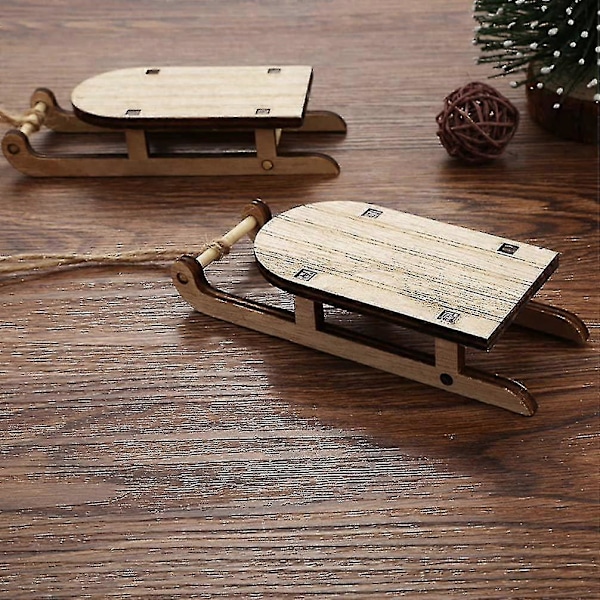 Julgransprydnader Släde Mini Släde Dekorationer Miniatyr Träslädar (8 st) db
