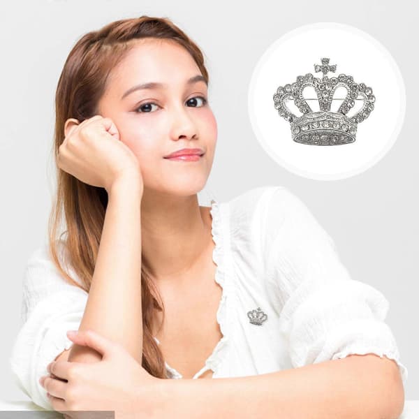 Högkvalitativ Pageant Tiara Kronbrosch för bröllopsfest Silver Dekorativ 1-pack[DB]