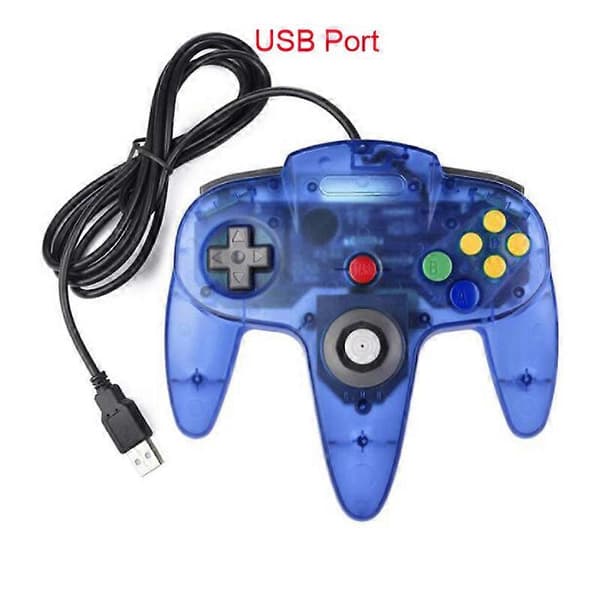 Til Nintend N64 Gamepad Transparent Kablet Controller Gaming Joystick Game Pad Til Mac Gamepads [DB] USB blue