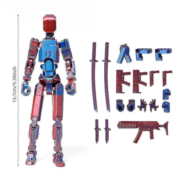 T13 Actionfigur Titan 13 Actionfigur Robot Actionfigur 3D-tryckt Action [DB] Red-blue