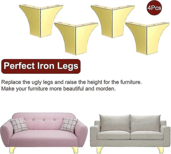 4 stk. 10 cm Metal Sofaben Garderobeben Møbelben, Moderne Solide Sofafødder Skabsfødder Bordben Til Udskiftning (guld) db