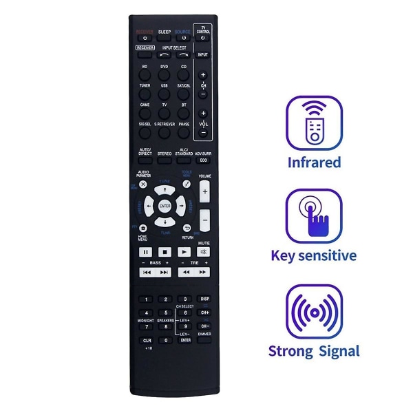 Erstatning AXD7741 Fjernkontroll for Pioneer AXD7395 VSX-503-K VSX-531-K VSX-530-K VSX-531 AV Receiver Hjemmekinoanlegg [DB] Black
