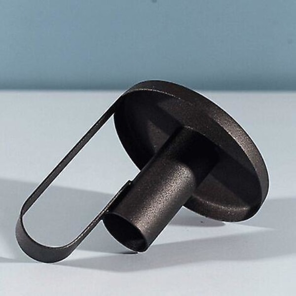 Metall lysestake med svart håndtak, minimalistisk design, smijern, med lysbase, egnet for feriedekorasjon