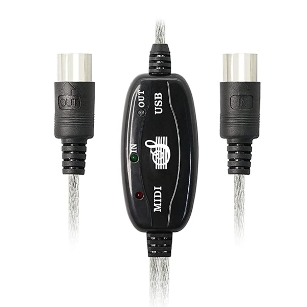 Usb Midi-kabeladapter, Usb Typ A Hane till Midi Din 5-stifts In-out-kabelgränssnitt med LED-indikator [DB] As shown