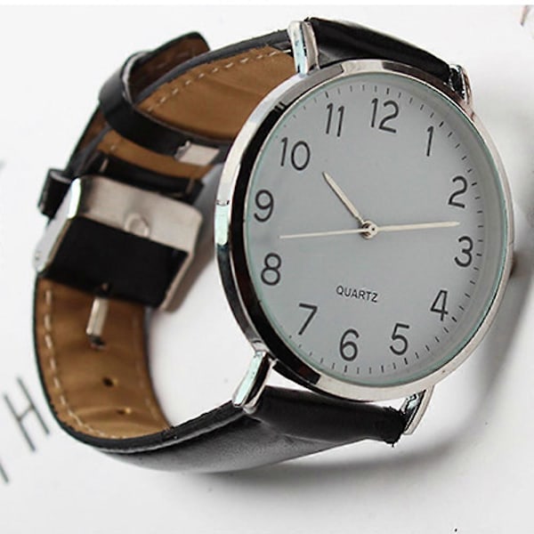 Unisex Business Fashion Läder Kvarts Armbandsur [DB] Silver