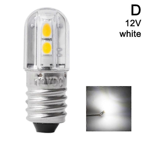 E10 LED Pære 6V 12V Lampe Arbejdslys Varmt Hvid Til Lommelygte Hovedlygte{ DB} 12V White