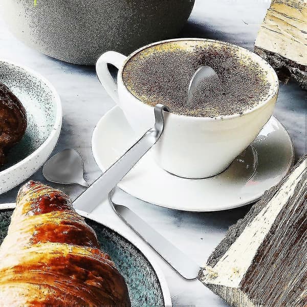 2 stk. honning- og syltetøjsskeer i rustfrit stål, dessert- og kaffeskeer med krog