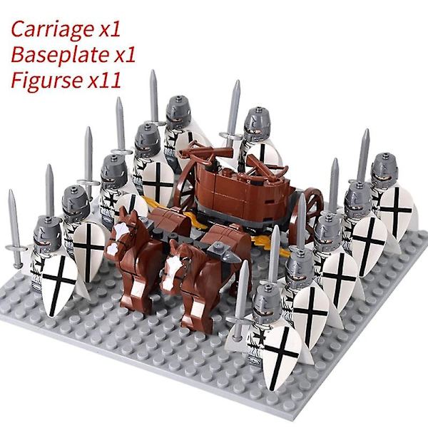 Mini actionfigurer af middelalderlige riddere, byggeklodser, romersk vogn, karet, soldat, krigshest, klodser, legetøj til børn, gave Db Set 18