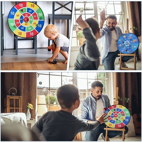 Dartskive - AMOUNE - Dobbeltsidet foldbar - 12 klæbrige bolde - 66 cm - Til børn[DB]