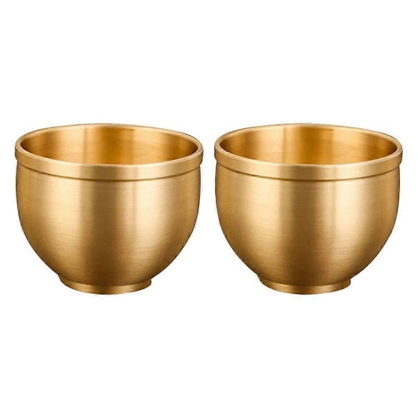 2 stk. Retro Tekop Vintage Messing Vin Krus Antik Tekop Alsidig Vandkop [DB] Golden 5.70X4.50X3.00CM