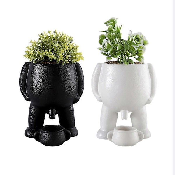 Pissende plantepotte for sukkulenter, morsom plantepottevase for utendørs og innendørs planter, hagedekorasjon, nyhetsgave [DB] White