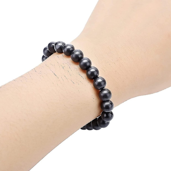 2 st shungit armband med 8 mm shungit pärlor emf kristallskydd kristallenergi stretchig S DB