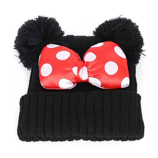 Kids Girls Minnie Mickey Mouse Hat Winter Warm Slouch Knitted Beanie Cap 1-9years [DB]