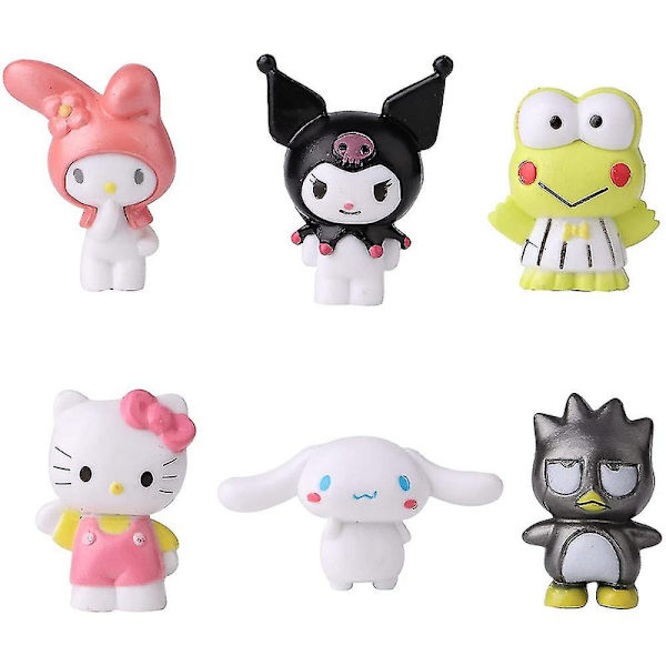 Hjemmeindretning My Melody-serie Søde figurer Legetøj Model Dukker Bord Hjemmeindretning Ornamenter Gaver 6 stk Db