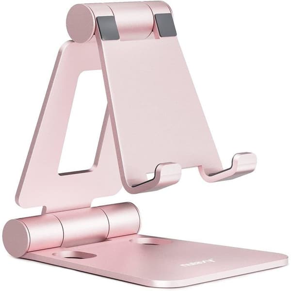 Justerbart telefonställ, hopfällbart bärbart skrivbordsställ/surfplattedocka - Roséguld
