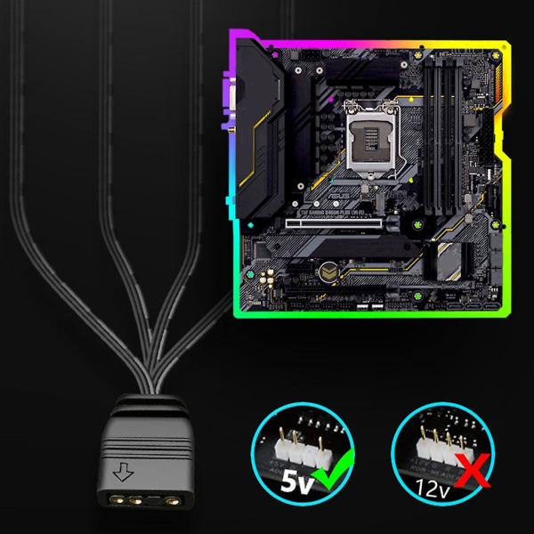 1 till 4 RGB ARGB 5v 3pin förlängningskabel Splitterkabel för PC-remsa Synkroniseringskabel [DB]
