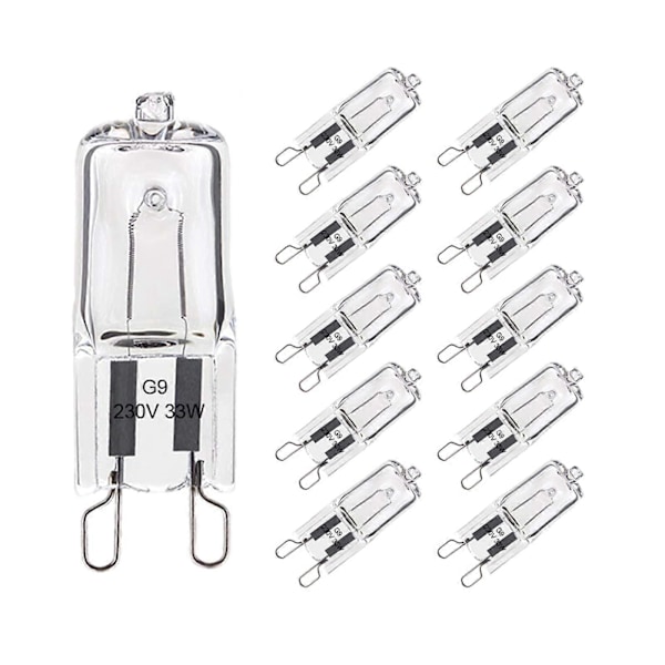 Parti med 10 G9 Glödlampor 33W Varmvit, Halogen G9 För Ugn Tål 300C, G9 Filamentkapsel Glödlampor 420LM 230V [db]