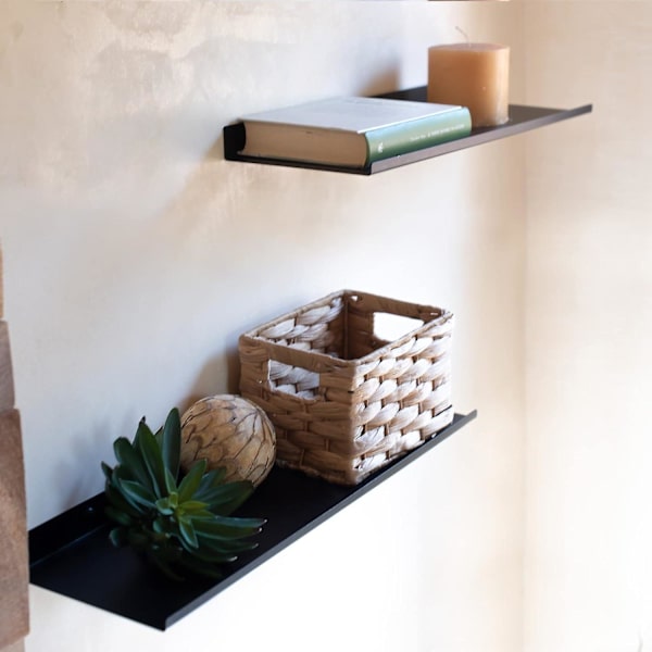 Musta metallinen seinähylly | 2 kelluvan hyllyn setti 40 cm [Db]