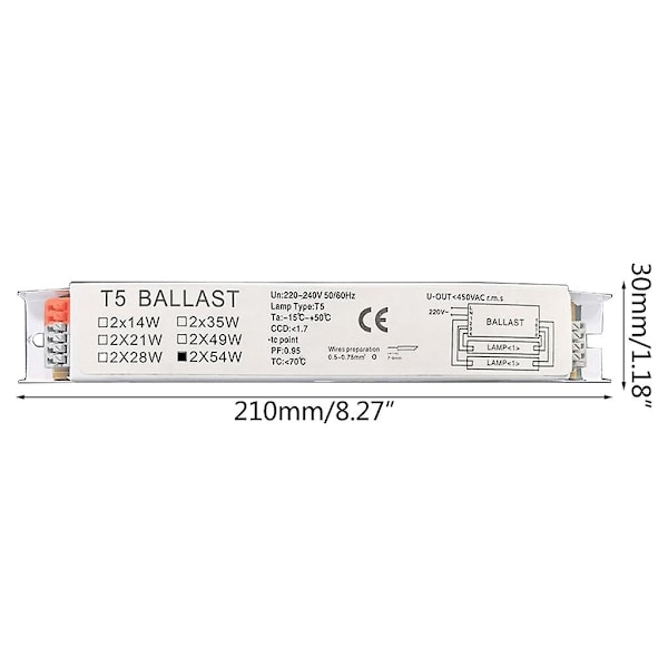 Erstatningsballast for fluorescerende lamper, energisparende for verksted og kontor [DB] 1x28W
