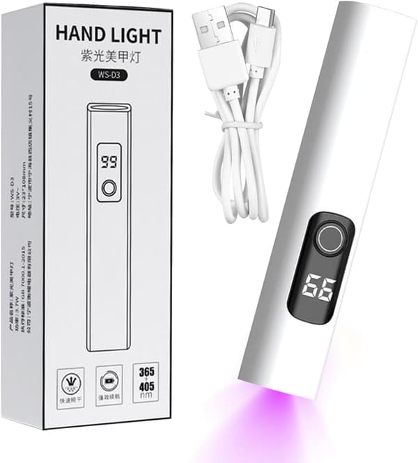 Générique Mini USB oppladbar UV-neglelampe med 2 timermoduser for hjem, reise, salong og studio White
