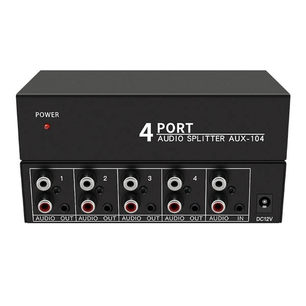 Audio Splitter 1 ind 4 ud Rca L/r Aux Stereo Audio Splitter 1x4 Audio Distributør Til Pc Dvd Speake [DB] Black