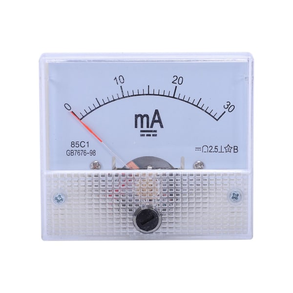 DC 0-30mA Analogt strømpanelmeter Ammeter 85c1 30mA, Hvit