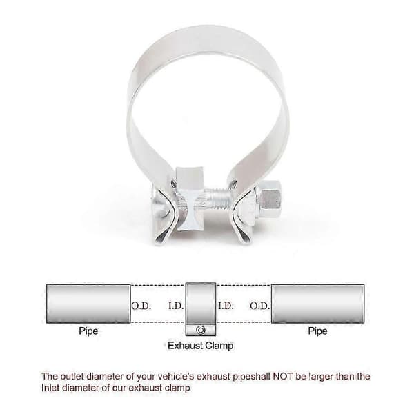 2,75 tommer 70 mm Butt Joint Universal Rustfri Stål Udstødningsklemme Båndsæt Auto Turbo Rørclips [DB] Silver