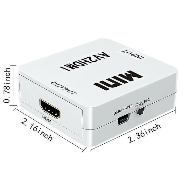 RCA till HDMI 1080P AV till HDMI Videokonverteradapter som stöder PAL/NTSC PC Laptop [Db] White