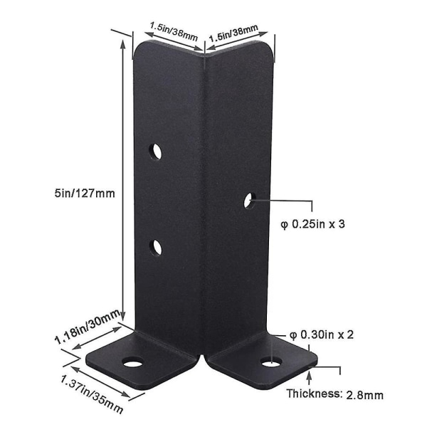 4 stk. Justerbare terrasse stolpeanker base beslag, Heavy Duty træ hegn stolpe base beslag kit til Pe  [dB}